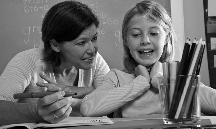 Student and her teacher