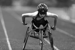 image of wheelchair athlete on a track