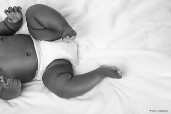 lower half of baby's body.