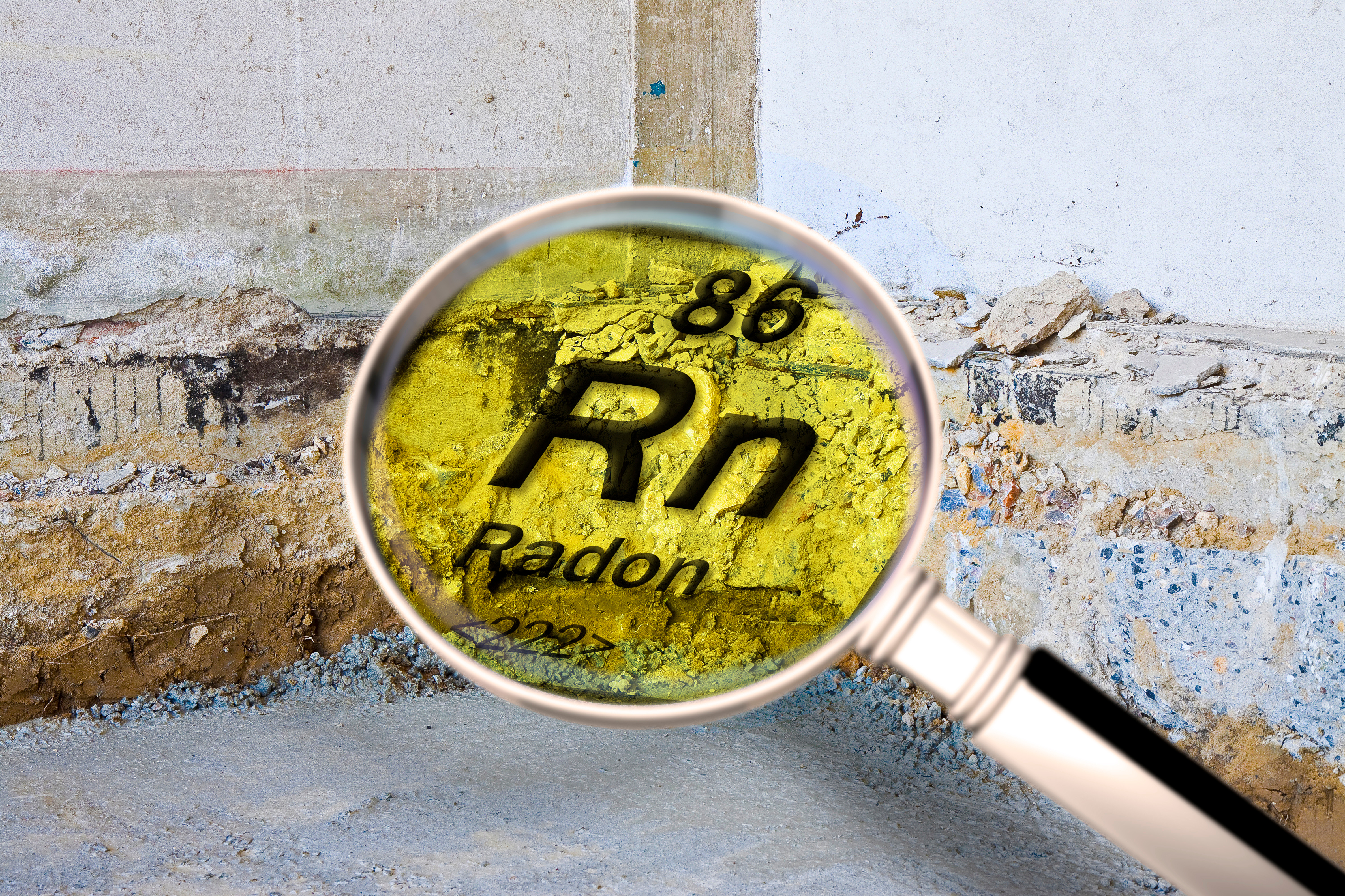 magnifying glass on the element radon