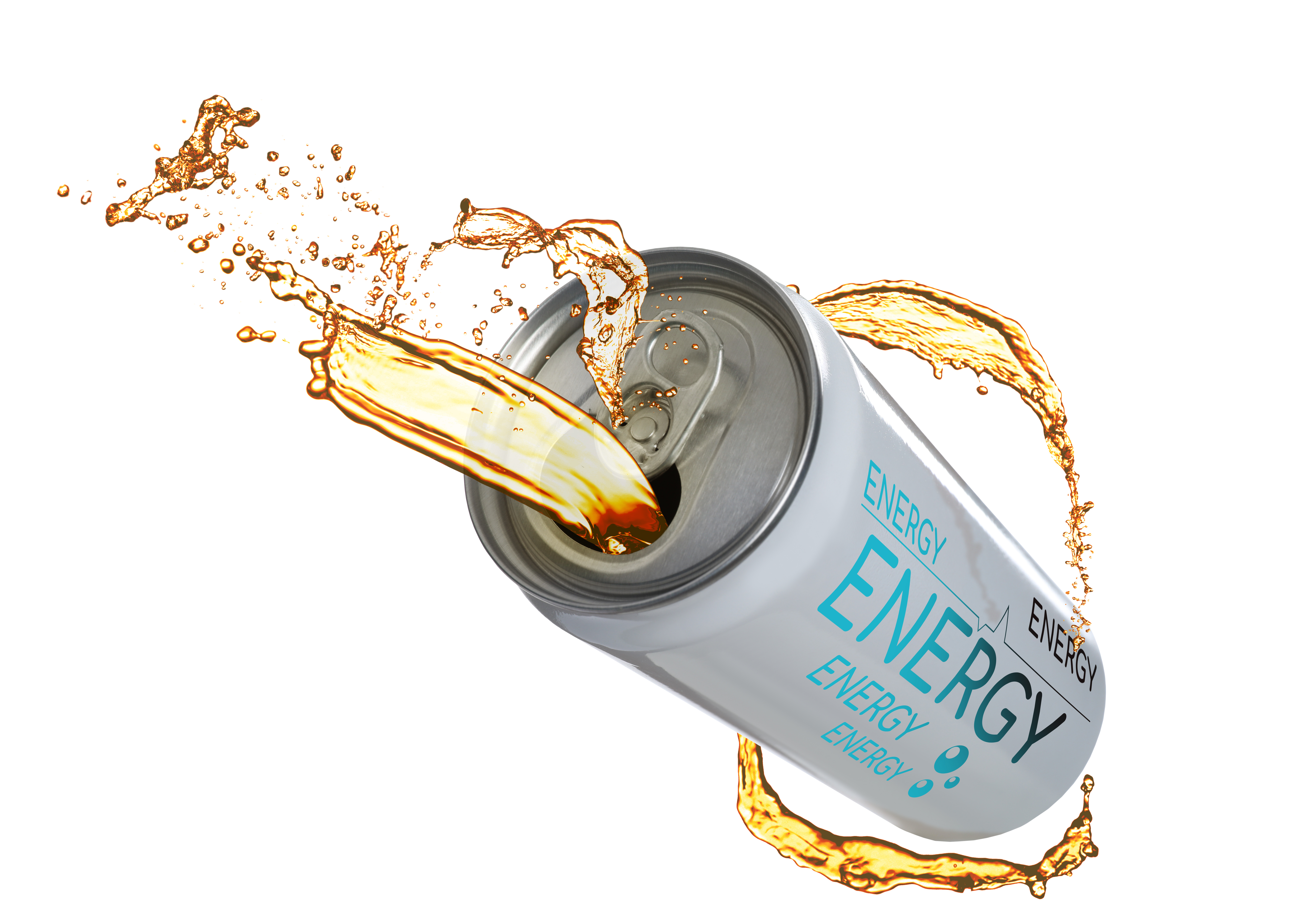 white open energy drink spilling