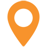 Orange and white location pin icon