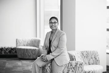 Arielle Sheftall, PhD, in a Nationwide Children's office building