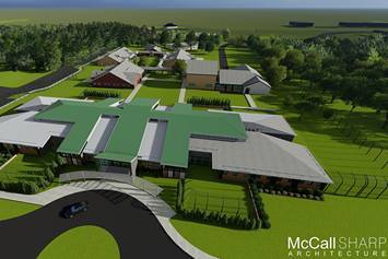 Arial view of rendered buildings