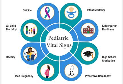 Graph representation of the eight Pediatric Vital Signs metrics