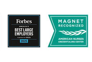 Forbes best large employee and magnet award badges