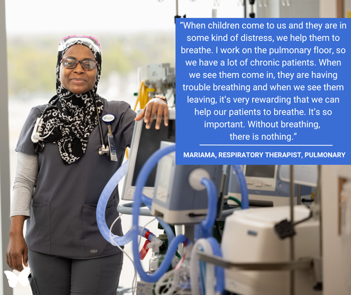 Mariama, respiratory care employee