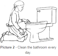 cleaning the bathroom