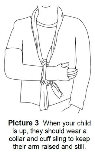 Cuff and collar on child's right arm