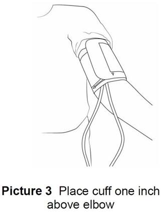 Cuff on child's arm for correct placement