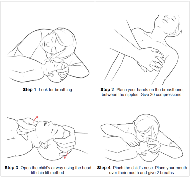CPR, teen, adolescent, puberty, check breathing, airways