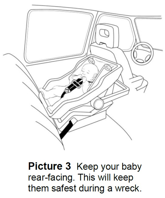 Baby in a rear-facing car seat