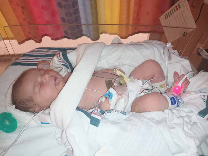 Malena as a baby in the hospital