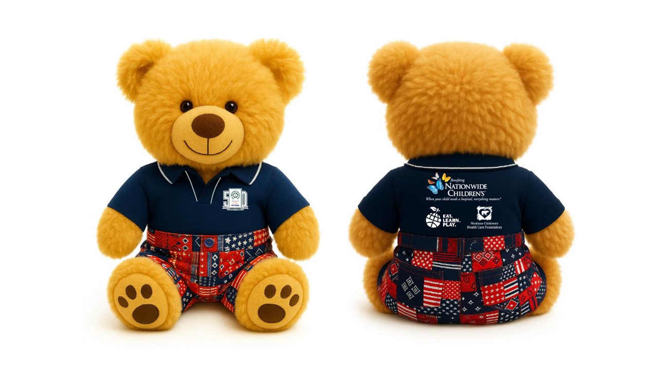 Golden teddy bear for the memorial tournament in June of 2026