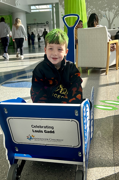 Louie in wagon