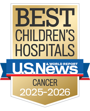 2025 to 2026 U.S. News badge for Best Children's Hospital for cancer 