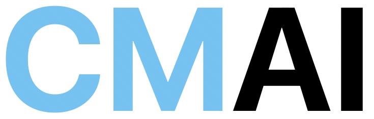 Logo with the letters 'CMAI' in large bold type, where 'CM' is light blue and 'AI' is black.