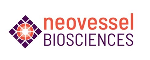 Logo for Neovessel Biosciences featuring a purple and orange geometric circular design on the left, with the words 'neovessel' in orange and 'BIOSCIENCES' in purple to the right.