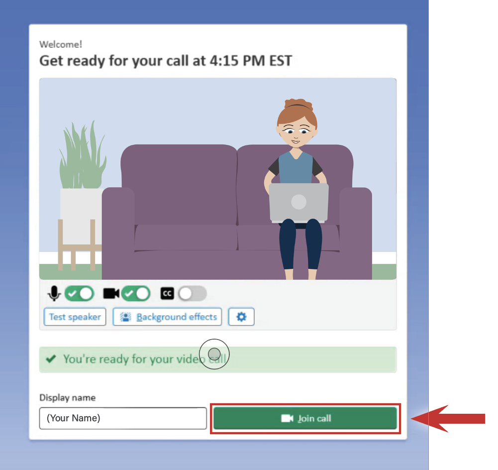 Screenshot shows where join button appears on page