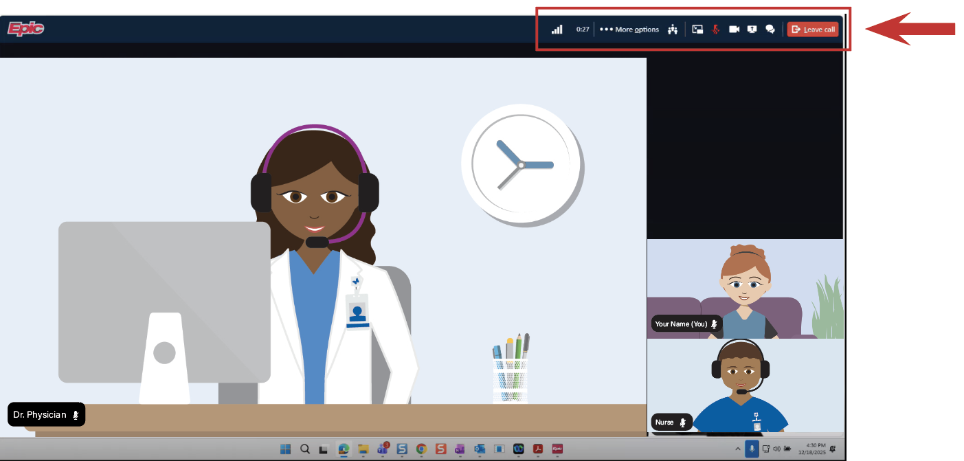 Screenshot shows provider joining video call